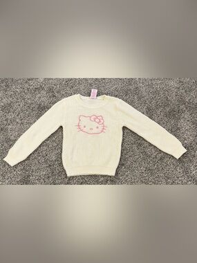 Hello Kitty Cream Knit Sweater with Pink Logo